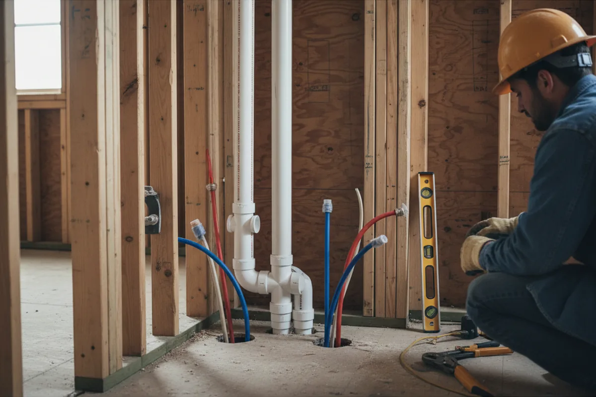 Drain and supply rough-in during Toilet Repair and Installation in Culver
